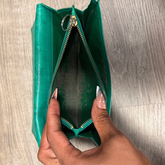 💚 Yves Saint Laurent YSL Green Leather Long Wallet - Picture 10 of 10